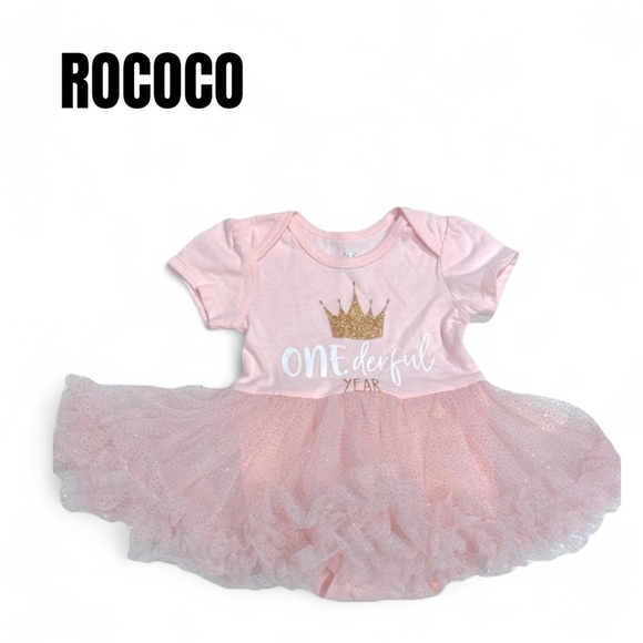 071 Rococo Blush First Birthday Tulle Dress - Picture 1 of 5